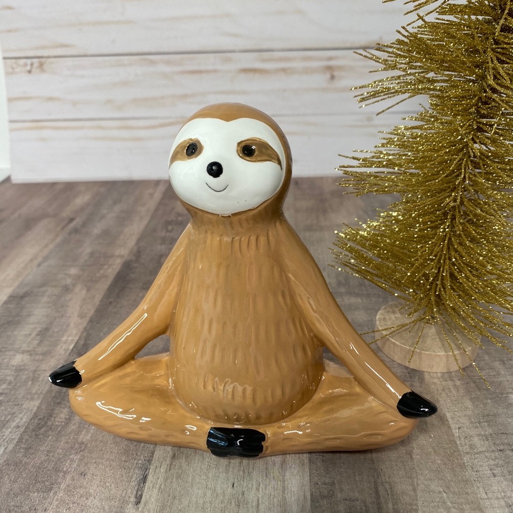 Sloth Ceramic Yogi Meditating Sloth Table Decor